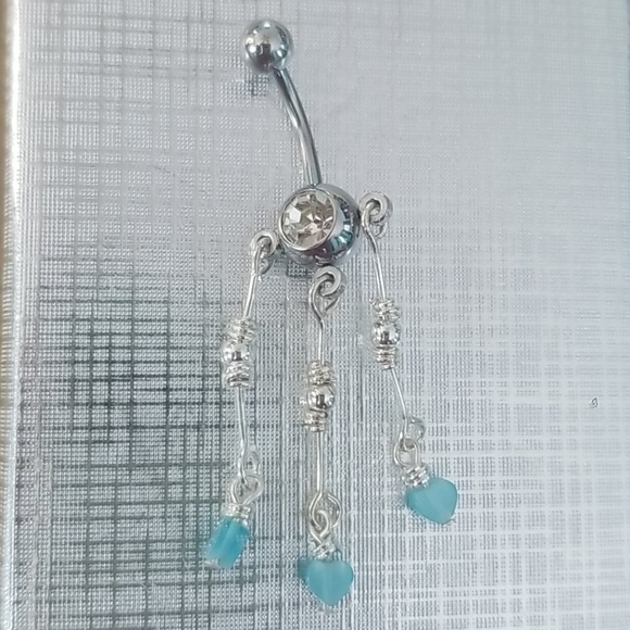 New Hanging Navel Belly Button Ring Clear Glass - Picture 1 of 3